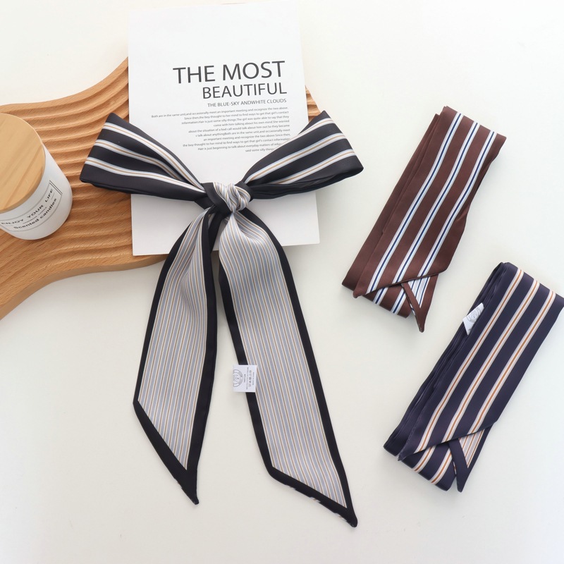 Silk Tie Striped - 2025 ใหม่ลายผ้าพันคอผ้าไหมขนาดเล็กผู้หญิงฤดูใบไม้ผลิและฤดูร้อนทั้งหมดตรงกับตกแต่งคุณภาพสูงริบบิ้นผมวงผม Tie ...