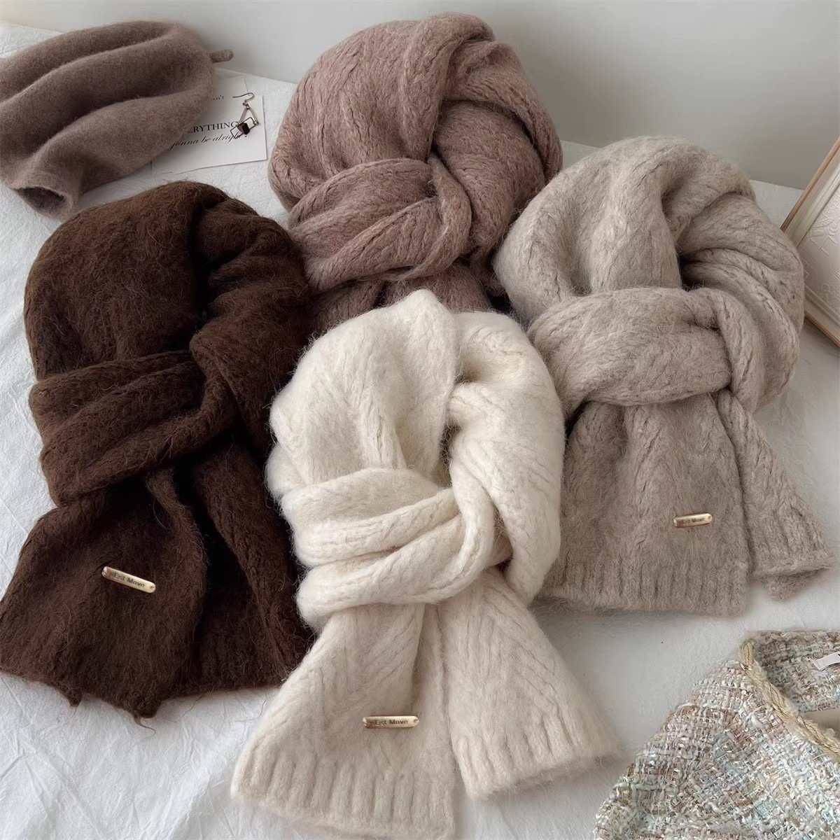 Muffler Men Wool - ผ้าพันคอขนสัตว์คุณภาพสูง สำหรับผู้หญิงและผู้ชาย ฤดูหนาว ผ้าผสมขนสัตว์สไตล์เกาหลี แฟชั่นเรียบง่ายคลาสสิก ผ้าคลุมไหล่ถัก