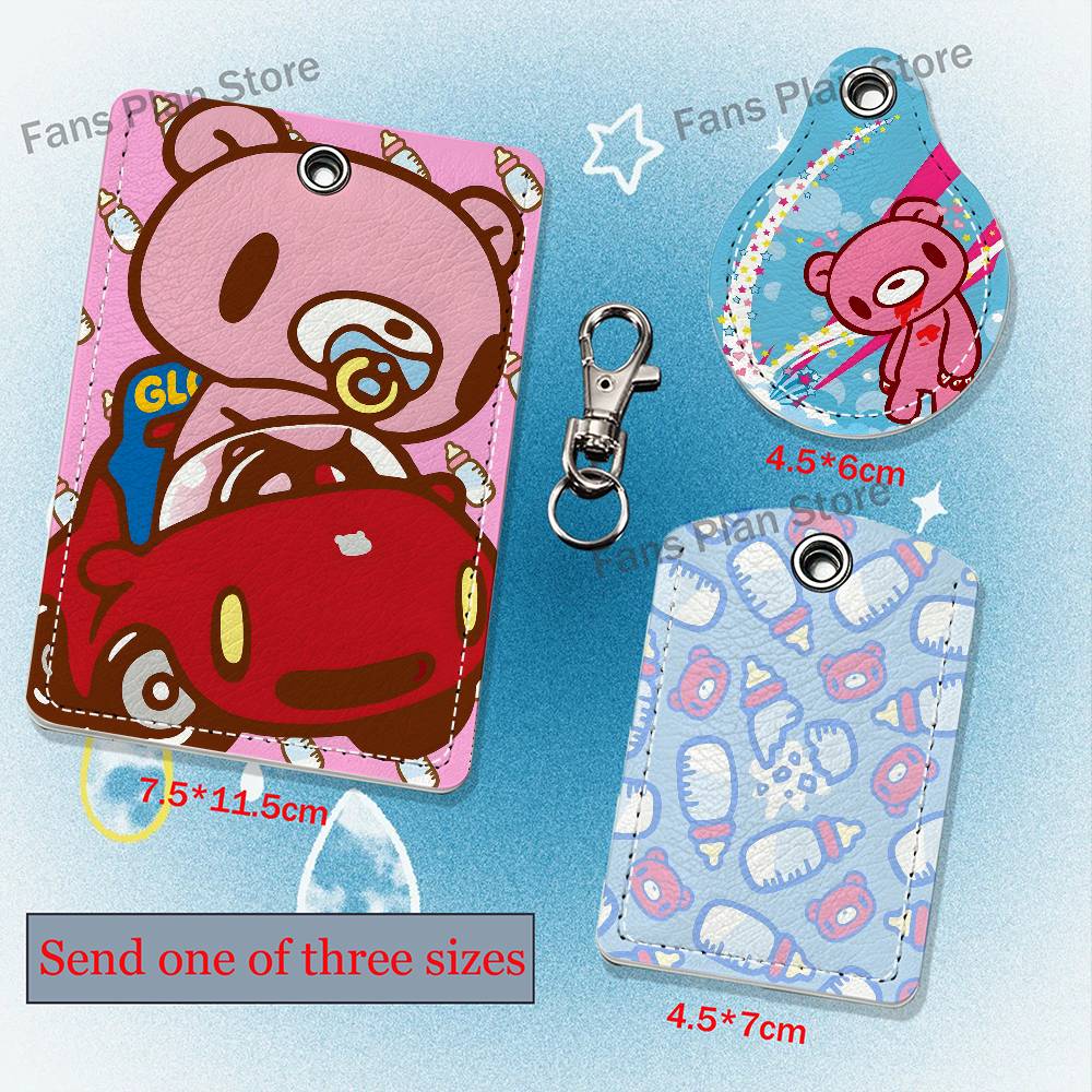 Lanyard Badge Holder - พวงกุญแจหนังลายการ์ตูน G-Gloomy Bear พร้อมสายคล้องคอ - ที่ใส่บัตรประจำตัว/บัตรเข้าออก,