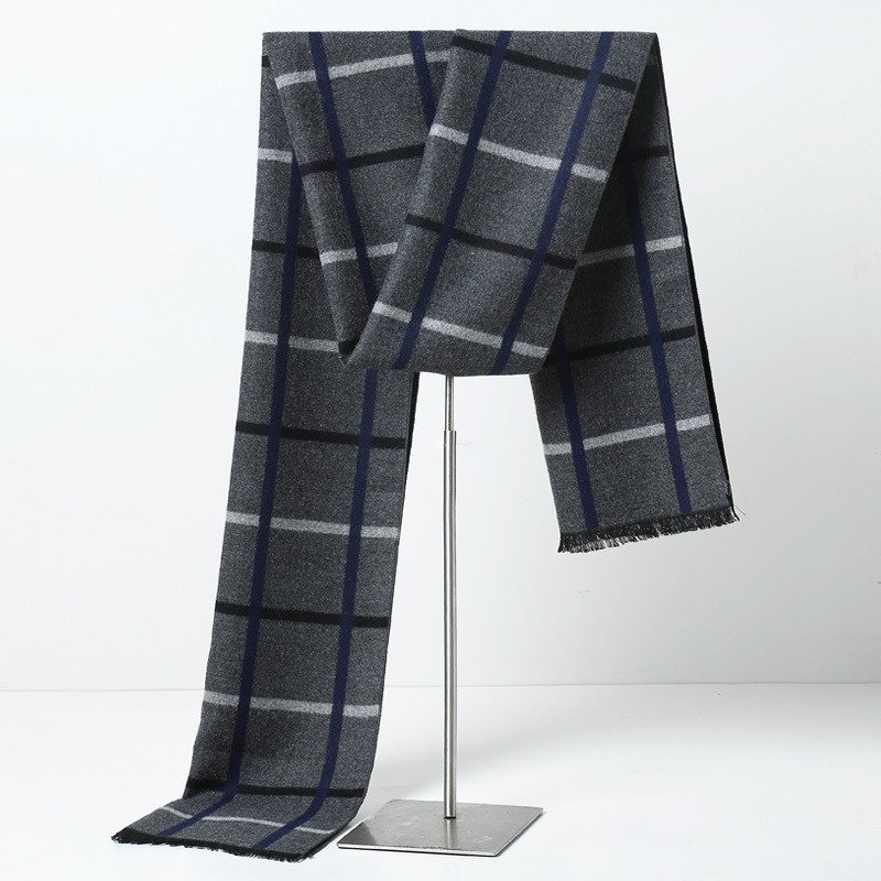 Muffler Men Wool - ผ้าพันคอแบรนด์ดีไซเนอร์ลายสก็อตสำหรับผู้ชาย ผ้าพันคอแคชเมียร์อุ่นสำหรับฤดูหนาว ผ้าคลุมไหล่พาชมินาสำหรับผู้ชาย ผ้าพันคอยาวสำหรับธุรกิจ ของขวัญคริสต์มาสสำหรับผู้ชาย