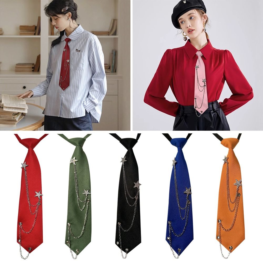 Bow Tie Pre Tied - เนคไทสำเร็จรูปสไตล์ญี่ปุ่น JK แบบผูกสำเร็จ ปรับได้ สไตล์พังก์ สำหรับผู้ชายและผู้หญิง