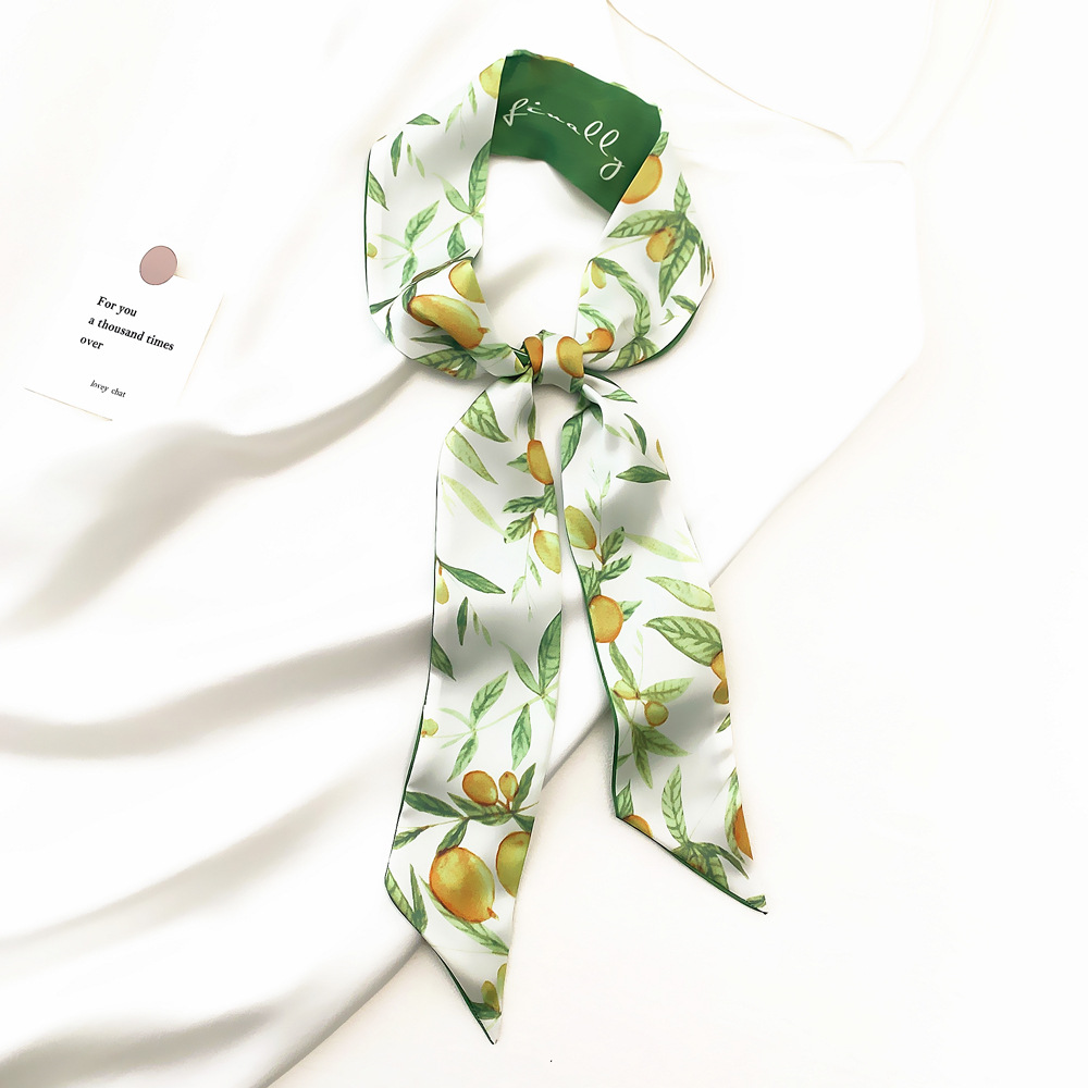 Face Scarf Mask - 2025 ฤดูร้อนใหม่ชุดผลไม้สดผ้าไหมซาตินริบบิ้นขนาดเล็กผู้หญิงผมวงแขนกระเป๋าผ้าพันคอผ้าไหมผ้าพันคอผ้าพันคอ