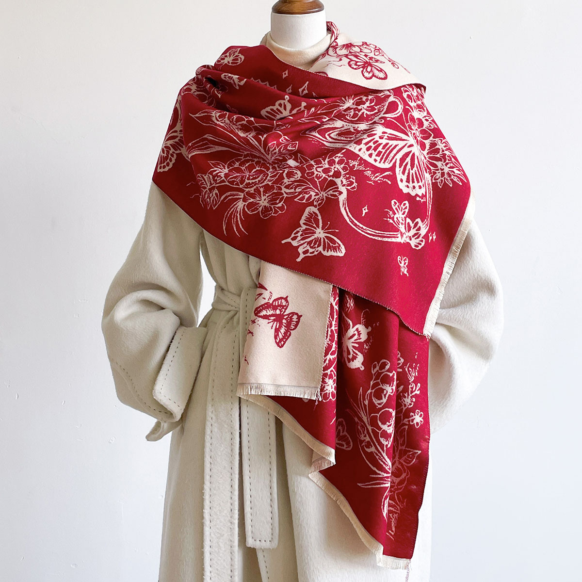 ผ้าพันคอแคชเมียร์เทียมสำหรับผู - Pashmina Wrap Large บทวิจารณ์และราคา
