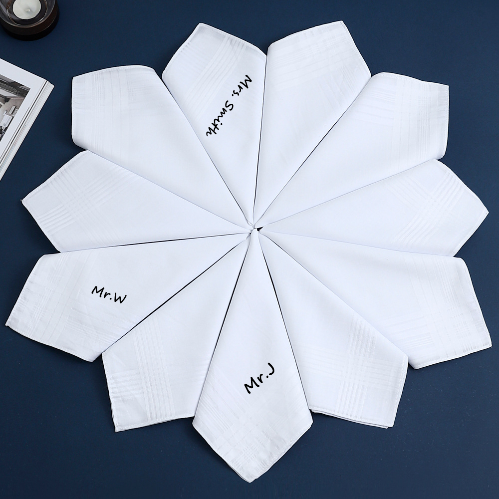 ผ้าเช็ดหน้าผ้าฝ้ายพิมพ์ลายชื่อ - Handkerchief Cotton Men บทวิจารณ์และราคา