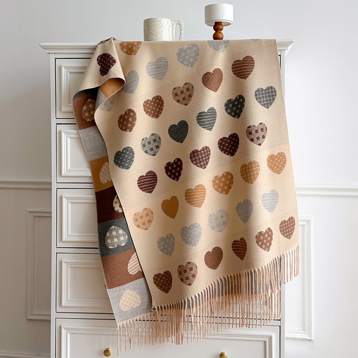 ผ้าพันคอแคชเมียร์เทียมสำหรับผู - Pashmina Wrap Large บทวิจารณ์และราคา