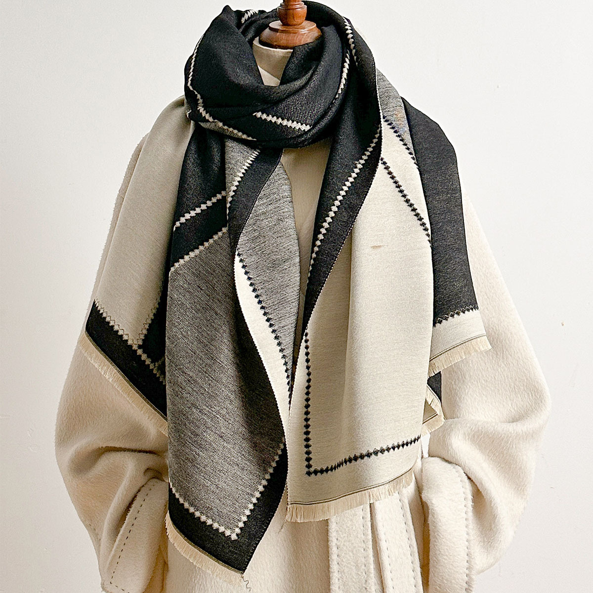 ผ้าพันคอแคชเมียร์เทียมสำหรับผู - Pashmina Wrap Large บทวิจารณ์และราคา