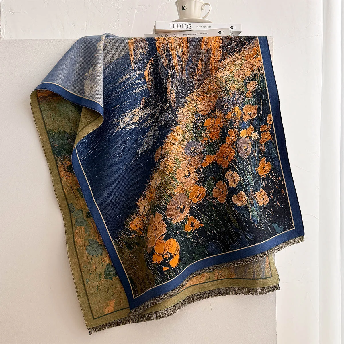 ผ้าพันคอแคชเมียร์เทียมสำหรับผู - Pashmina Wrap Large บทวิจารณ์และราคา