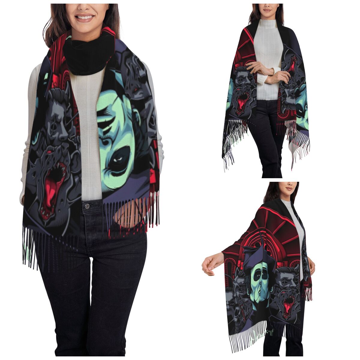 ผ้าคลุมไหล่ลายวงดนตรี Ghost สำ - Pashmina Wrap Large บทวิจารณ์และราคา
